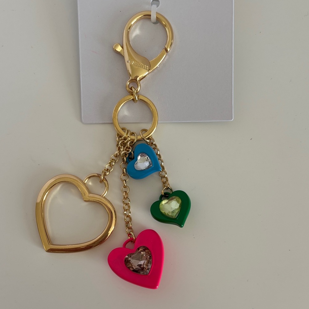 ☀️BaubleBar Gold Heart Charm with Pink, Blue, and Green Hearts - Picture 2 of 2